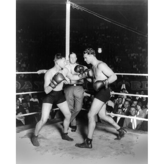 Jack Dempsey Boxing With His Trainer And Sparring Partner History (24 x 36)