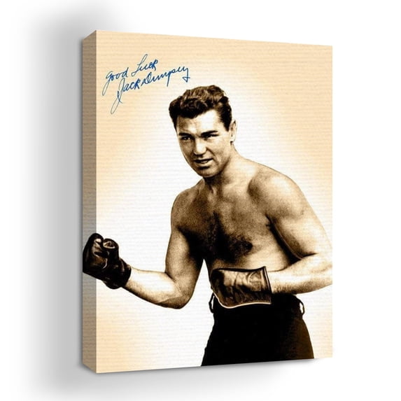 Jack Dempsey Canvas Wall Art by Mavis Print- 18x24 inches Boxing Wall Decor | HD Printed & Wooden framed wall art | Modern Wall Decor for Gift | Kids Room Decor | Made in USA