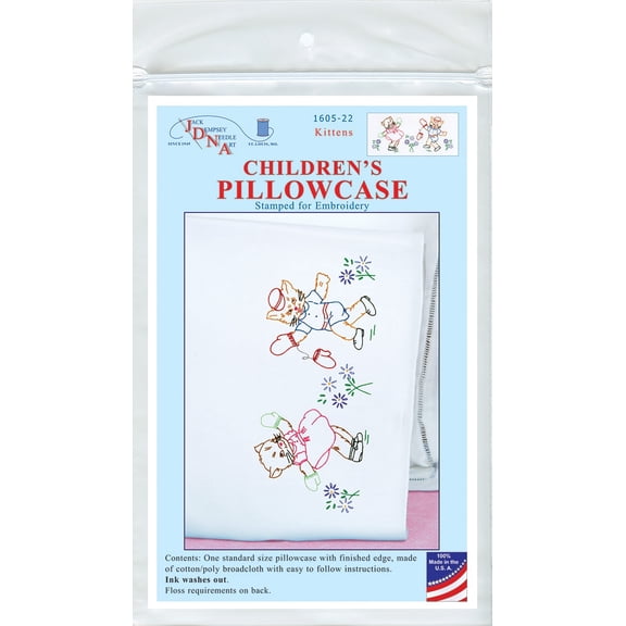 Jack Dempsey Children's Stamped Pillowcase W/Perle Edge-Kittens
