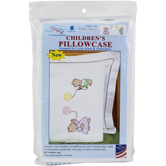 Jack Dempsey Children's Stamped Pillowcase W/Perle Edge-Teddy Bears