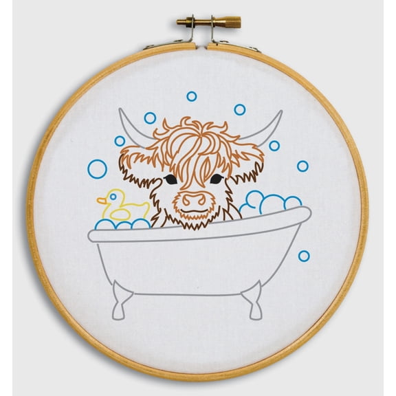 Jack Dempsey Needle Art Baby Cow In Tub 6 Inch Hoop Kit