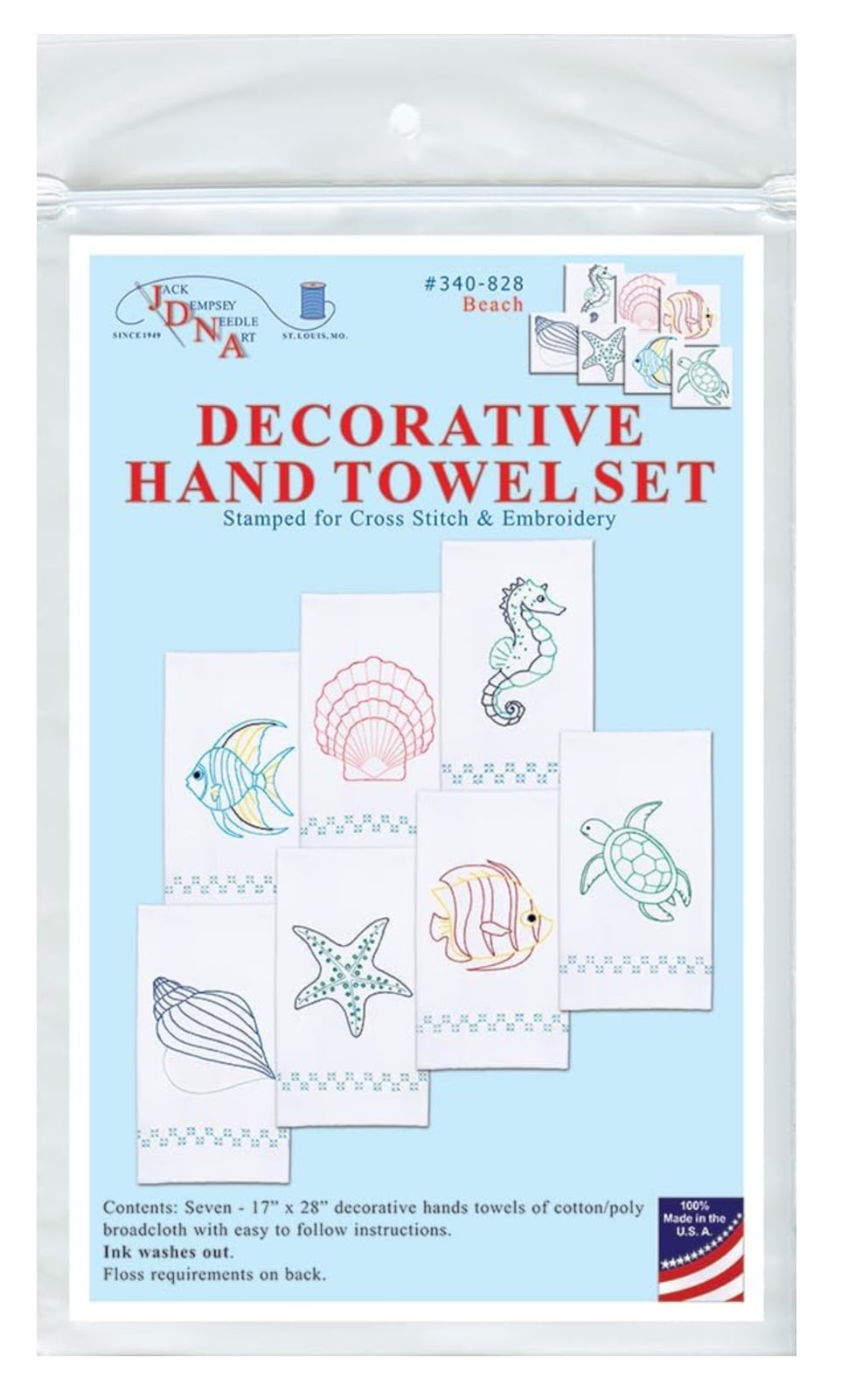 Jack Dempsey Stamped Decorative Hand Towels 17"X28" 7/Pkg-Beach