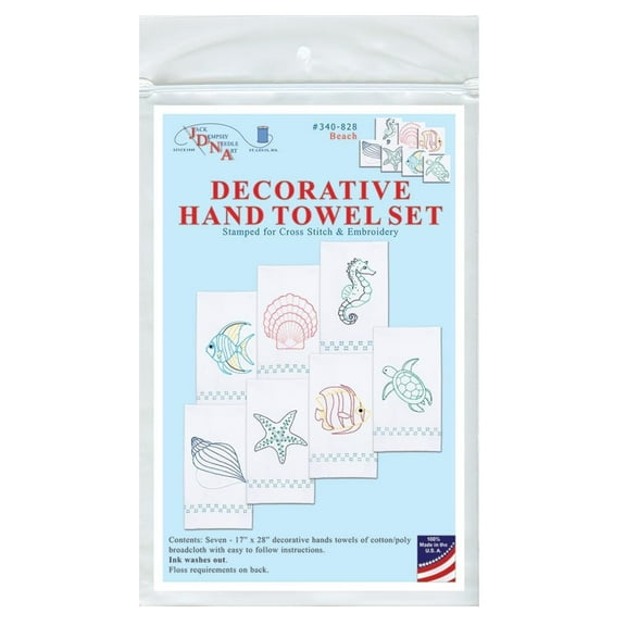 Jack Dempsey Stamped Decorative Hand Towels 17"X28" 7/Pkg-Beach
