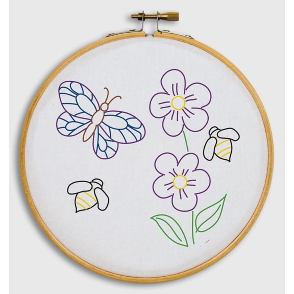 Jack Dempsey Needle Art Bees and Butterfly 6 Inch Hoop Kit