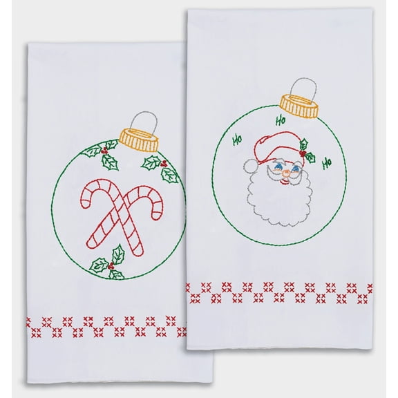 Jack Dempsey Needle Art Candy Claus Decorative Hand Towels