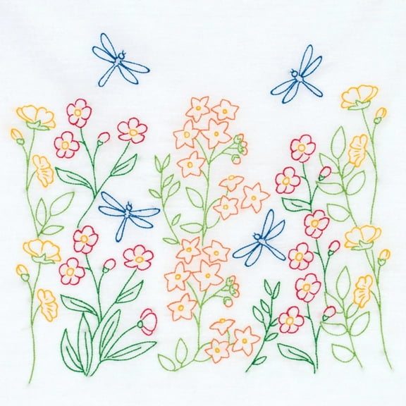 Jack Dempsey Stamped White Quilt Blocks 18"X18" 6/Pkg-Dragonflies