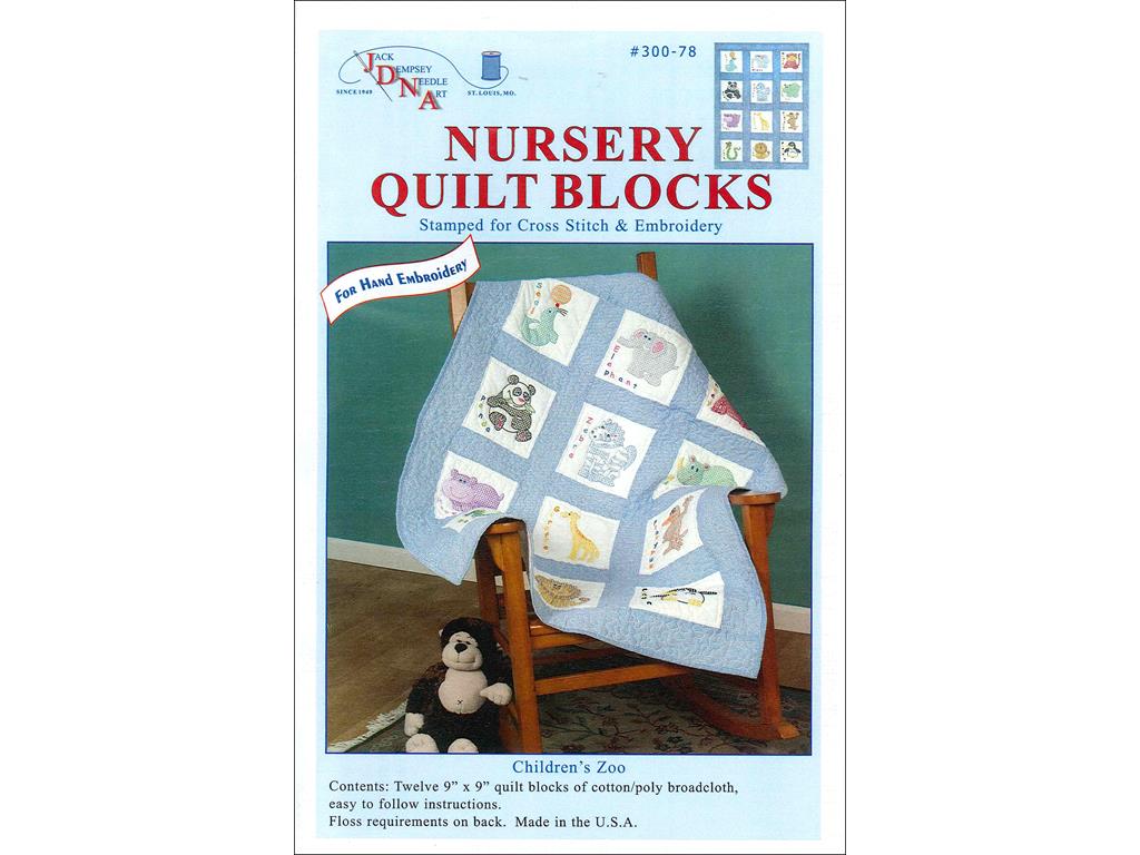 Jack Dempsey Nursery Quilt Blocks Zoo Animals 12pc - image 1 of 3