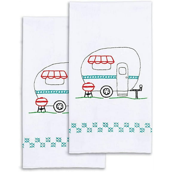 Jack Dempsey Stamped Decorative Hand Towel Pair 17"X28"-Camper
