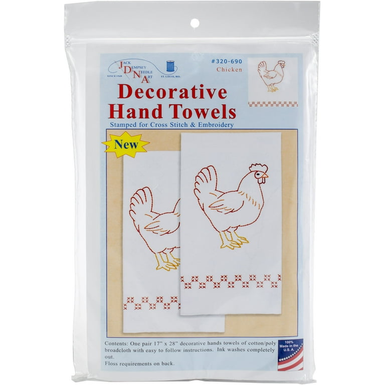 Jack Dempsey Stamped Decorative Hand Towel Pair 17 inch X28 inch -Cardinal