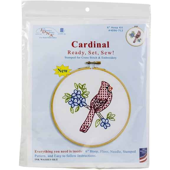 Jack Dempsey Stamped Hoop Kits 6"-Cardinal