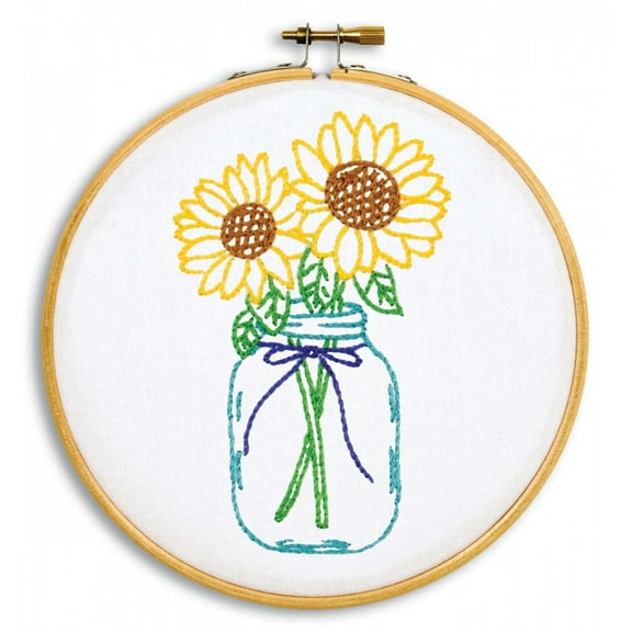 Jack Dempsey Stamped Hoop Kits 6"-Sunflowers