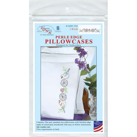 Jack Dempsey Stamped Pillowcases W/White Perle Edge 2/Pkg-2 Birds