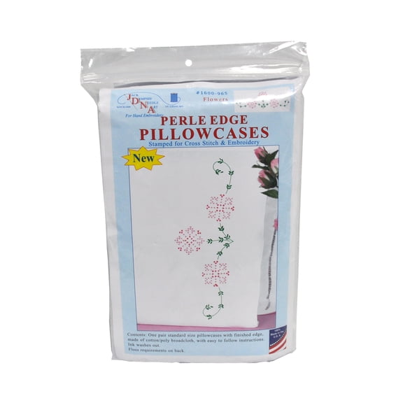 Jack Dempsey Stamped Pillowcases W/White Perle Edge 2/Pkg-Flowers