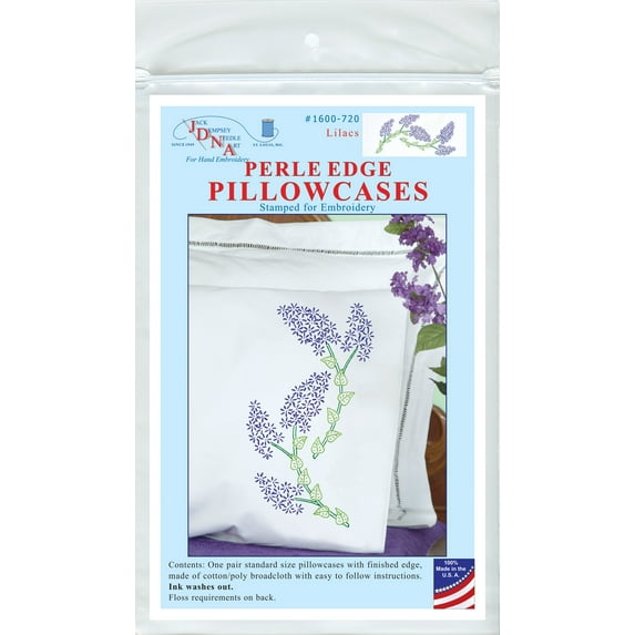 Jack Dempsey Stamped Pillowcases W/White Perle Edge 2/Pkg-Lilacs