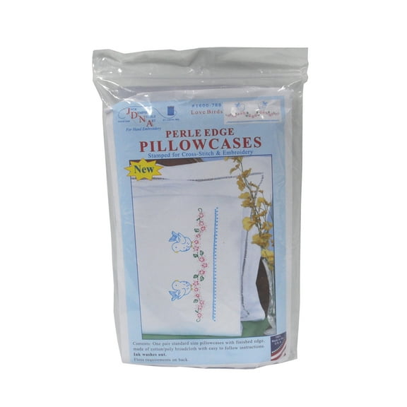 Jack Dempsey Stamped Pillowcases W/White Perle Edge 2/Pkg-Love Birds