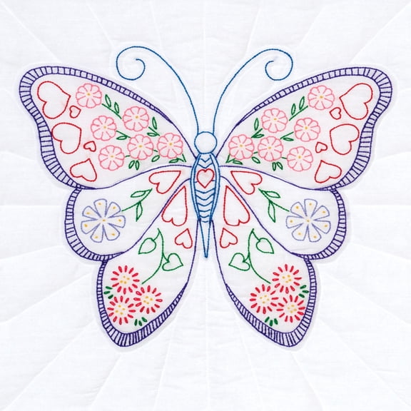 Jack Dempsey Stamped White Quilt Blocks 18"X18" 6/Pkg-Butterfly