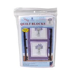 Jack Dempsey Stamped White Quilt Blocks 18"X18" 6/Pkg-Lavender