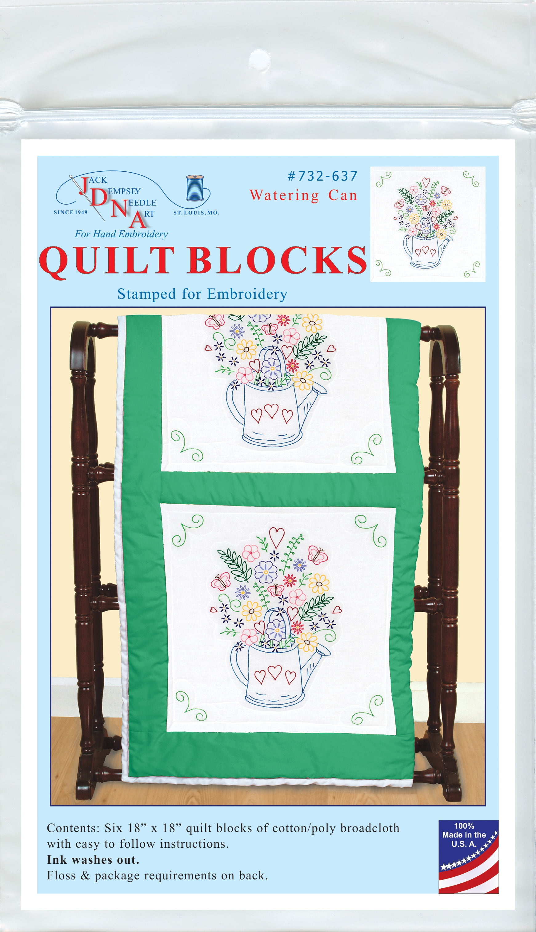 Jack Dempsey Stamped White Quilt Blocks 18X18 6 in Pkg - Star