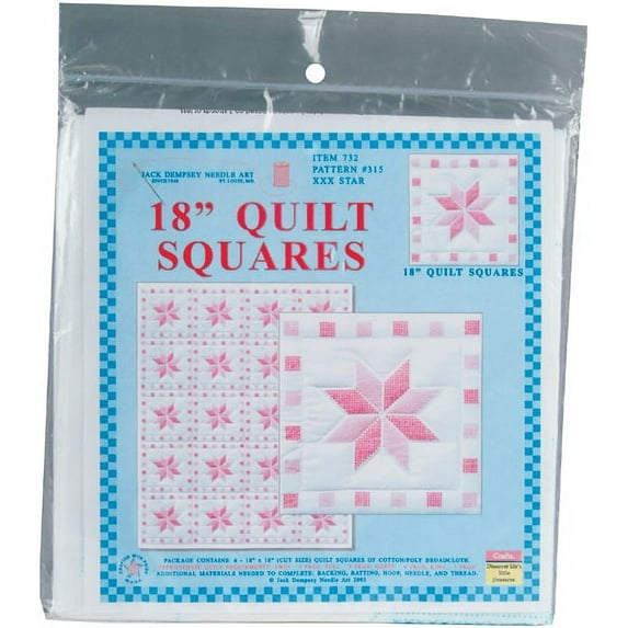 Jack Dempsey Stamped White Quilt Blocks 18"X18" 6/Pkg-XX Star