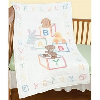 Printed cross stitch baby quilts sale