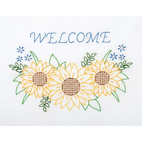 Jack Dempsey Stamped White Sampler 11"X14"-Welcome Sunflowers
