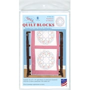 Jack Dempsey Starburst Of Hearts Stamped White Quilt Blocks, 18" x 18"