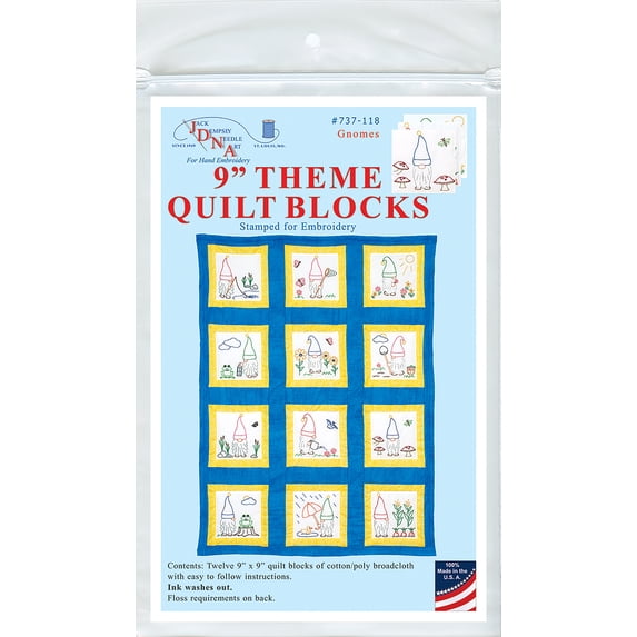 9in Theme Quilt Blocks Gnomes