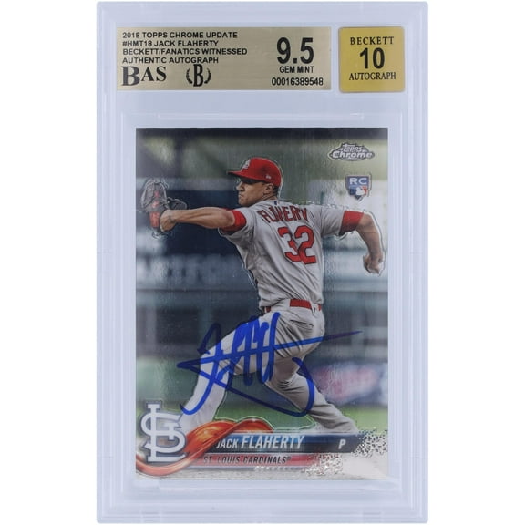 Jack Flaherty St. Louis Cardinals Autographed 2018 Topps Chrome Update #HMT18 Beckett Fanatics Witnessed Authenticated 9.5/10 Rookie Card - Fanatics Authentic Certified