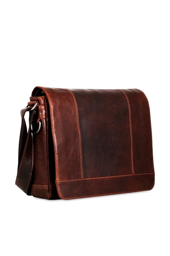 Voyager Hand-Stained Buffalo Leather Full Size Messenger Bag #7315 (Brown)