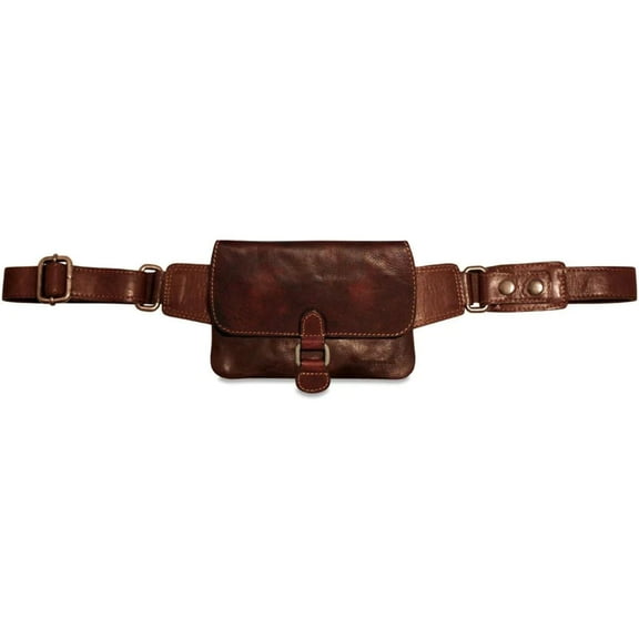 Jack Georges Voyager Hand-Stained Buffalo Leather Hands-Free Belt Bag #7611 (Brown)