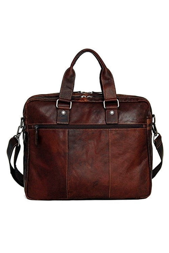 Voyager Hand-Stained Buffalo Leather Large Professional Briefcase #7317 (Brown)