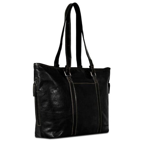 Jack Georges Voyager Hand-Stained Buffalo Leather Shopper Tote #7803 (Black)