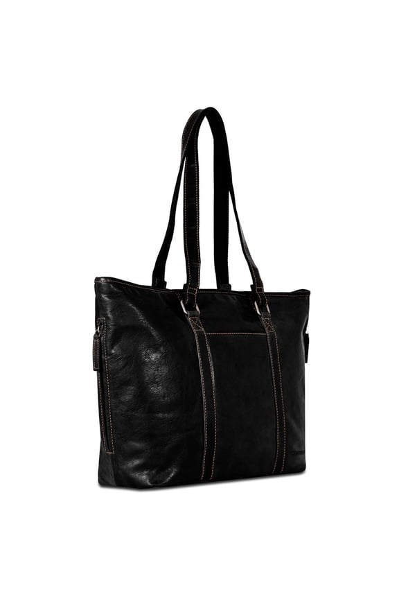 Voyager Hand-Stained Buffalo Leather Shopper Tote #7803 (Black)