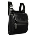 thumbnail image 1 of Jack Georges Voyager Hand-Stained Buffalo Leather Slim Crossbody #7831 (Black), 1 of 5