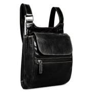 Jack Georges Voyager Hand-Stained Buffalo Leather Slim Crossbody #7831 (Black)