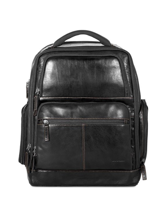 Voyager Hand-Stained Buffalo Leather Tech Backpack #7527 (Black)