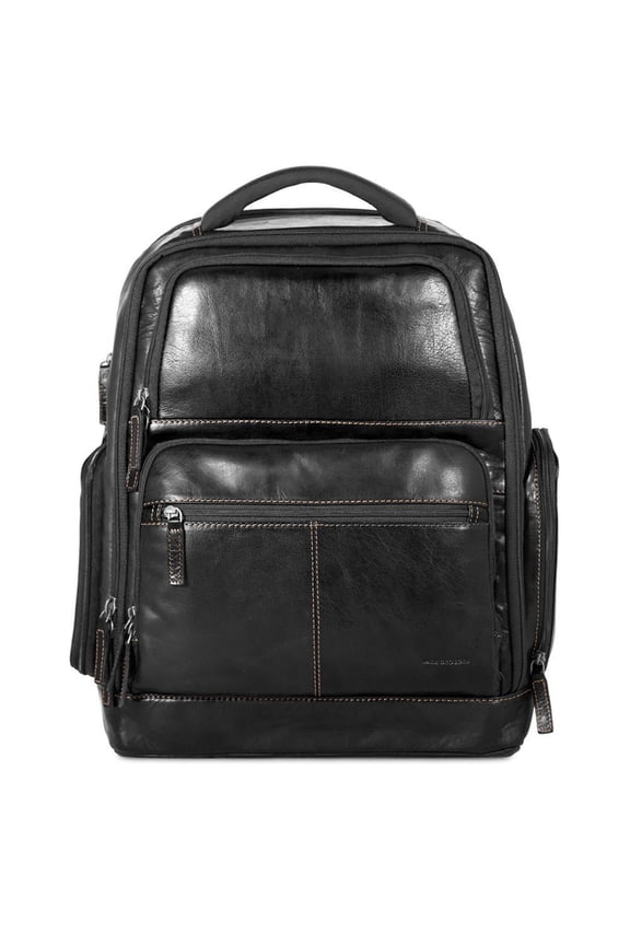 Voyager Hand-Stained Buffalo Leather Tech Backpack #7527 (Black)