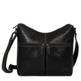 thumbnail image 1 of Jack Georges Voyager Hand-Stained Buffalo Leather Uptown Hobo Bag #7814 (Black), 1 of 8