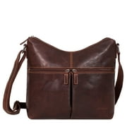 Jack Georges Voyager Hand-Stained Buffalo Leather Uptown Hobo Bag #7814 (Brown)