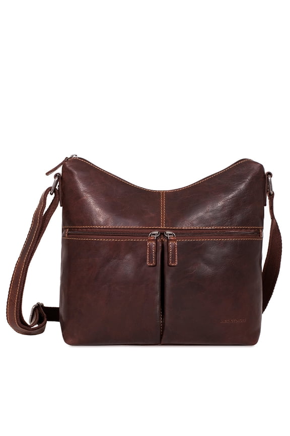Voyager Hand-Stained Buffalo Leather Uptown Hobo Bag #7814 (Brown)