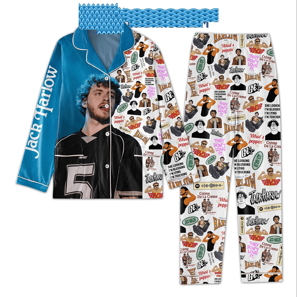 Jack Harlow Popping Polyester Pajamas Set - Walmart.com