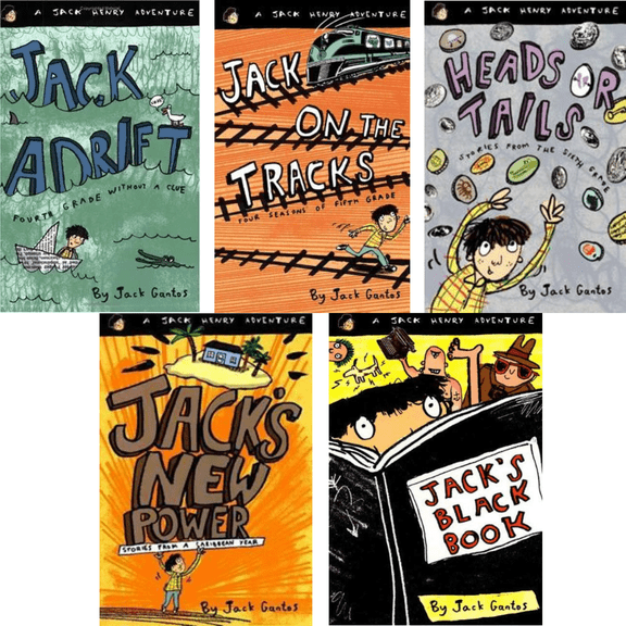 Jack Henry Adventures Series Books 1-5: Jack Adrift, Jack on the Tracks, Head or Tails, Jack's New Power, Jack's Black Book by Jack Gantos (Paperback Collection)