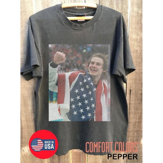 Jack Hughes Hockey USA Team Vintage Bootleg 90s Comfort Colors T-Shirt