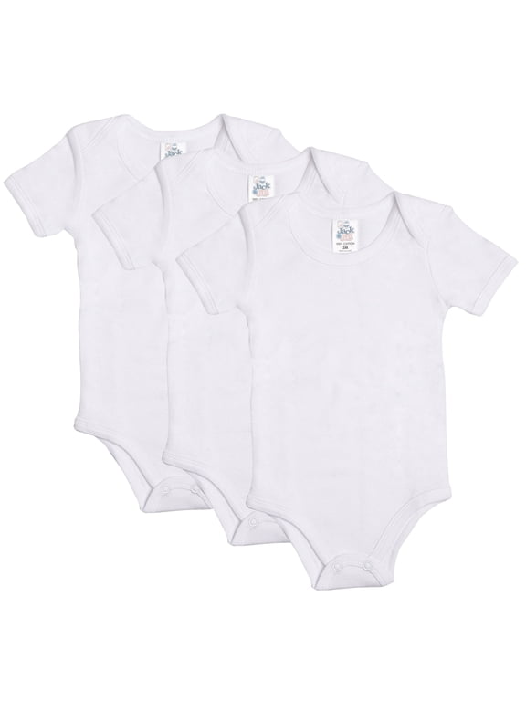 Jack & Jill Baby Short Sleeve White Bodysuit Unisex Bodysuit Organic 100% Cotton Onesies 3-Pack (Size 24 Mo.)