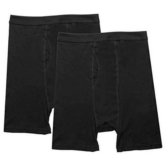 Jack & Jill Boxers for Men - Black Men's Boxer Briefs with Functional Fly - Seamless Waistband - Mens Briefs 100% Cotton - 2 Pack (Small)