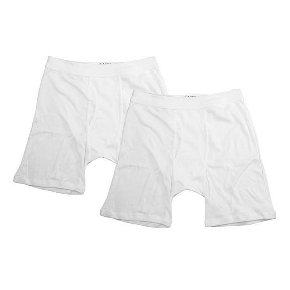 Jack & Jill Boxers for Men - White Men's Boxer Briefs with Functional Fly - Seamless Waistband - Mens Briefs 100% Cotton - 2 Pack (Small)