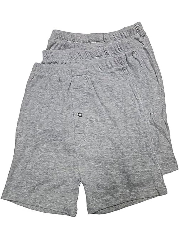 Jack & Jill Boys Boxers Short - Comfort Flex Waistband - Breathable Cotton Underpants Boxer Button Fly Closure 3pk Gray