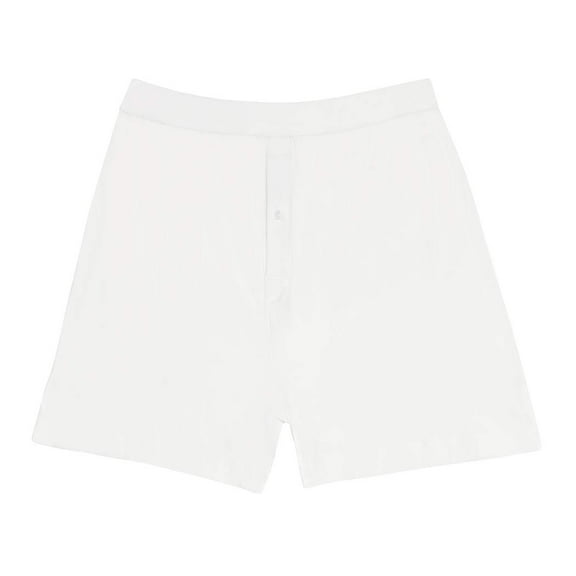 Jack & Jill Boys Boxers Short with Comfort Flex Waistband - Breathable Cotton Underpants Boxer Button Fly Closure (Size 14) White