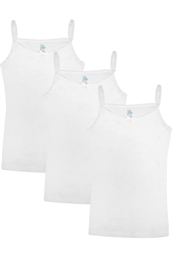 Jack & Jill Girls Undershirts - Cami Tank Top - White Tank Top - 100% Cotton - 3 Pack (Size 10)