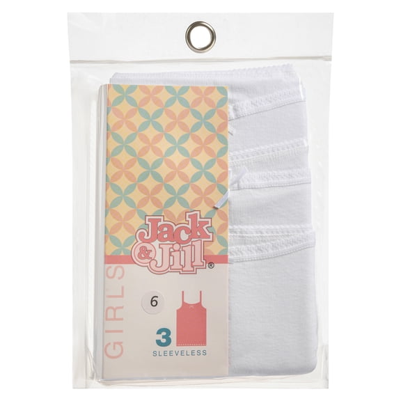 Jack & Jill Girls Undershirts - Cami Tank Top - White Tank Top - 100% Cotton - 3 Pack (Size 6)